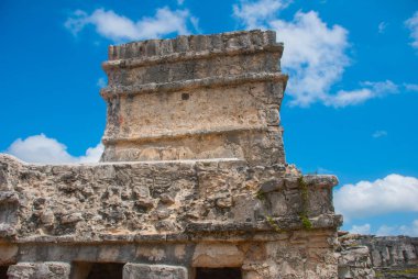 Tulum, Meksika, Yucatan: Antik Maya şehir kalıntıları Arkeoloji kompleksi.