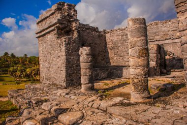 Antik Maya kenti arkeolojik karmaşık bir tulum kalıntıları. Riviera Maya, Yucatan, Meksika.