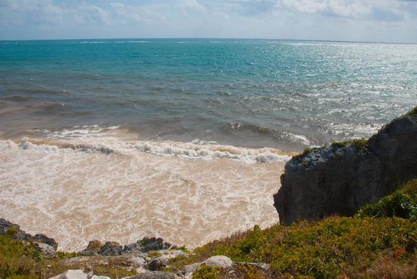 Luftaufnahme Der Karibik Tulum Mexico Einem Sonnigen Tag Yucatan — Stockfoto