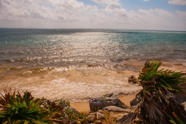 Old Maya Beach Tulum México Yucatan Riviera Maya Bela Paisagem — Fotografia de Stock