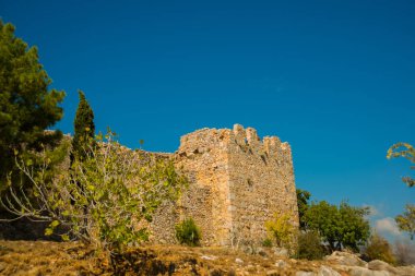 Alanya Kalesi. Antik kale duvara. Alanya, Türkiye. Muhteşem ülke. Alanya.Brick duvar Kalesi'nin kalıntıları. Türkiye'deki kale.