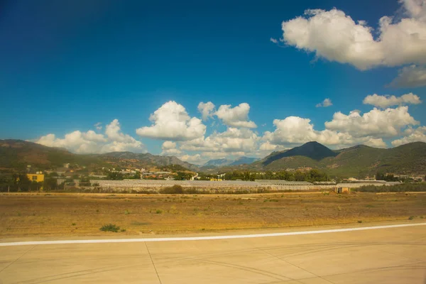 Vista Superior Avião Para Paisagem Com Colinas Montanhas Península Alanya — Fotografia de Stock