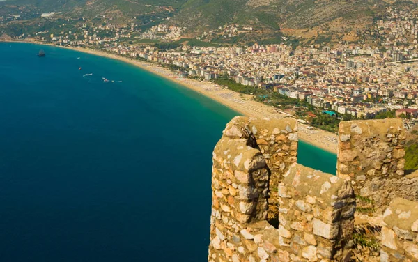 Top View Alanya Castle Blue Sea Alanya Peninsula Antalya District — Stock Photo, Image