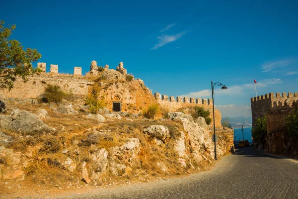 Alanya Kalesi Ceglany Mur Starożytnego Zamku Alanya Turcja Wspaniały Kraj — Zdjęcie stockowe