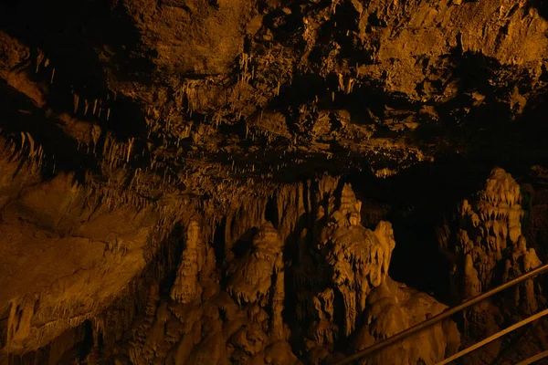 Grotte Dim Texture Pierre Paysage Souterrain Stalactites Alanya District Antalya — Photo