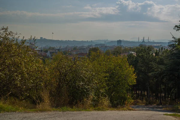 Landscape Overlooking City Capital Turkey Houses Mosque Trees Mountains Ankara — Stock Photo, Image