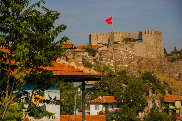 Castello Ankara Veduta Del Muro Pietra Della Fortezza Della Bandiera — Foto Stock