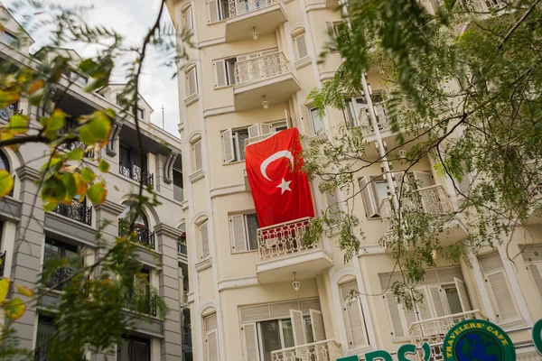 Eskisehir Turecko Hlavní Ulice Domy Turecká Vlajka Eskisehir Populární Turistické — Stock fotografie