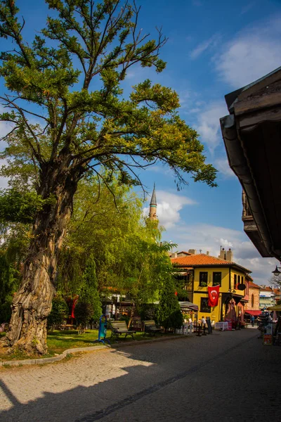 Eskisehir, Turkey: Traditional house with Turkish flag on the street. Eskisehir is populer tourist deatination in Turkey.