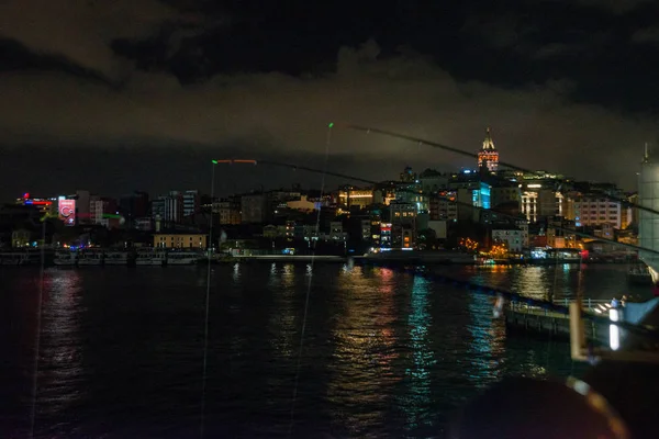 Galata Veya Beyoğlu Lçesi Istanbul Gece Türkiye Istanbul Daki Başlıca — Stok fotoğraf