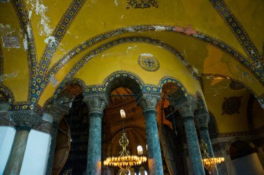 Istanbul, Türkiye: Ayasofya'nın iç. Ayasofya'nın en büyük anıt Bizans kültürü olduğunu.