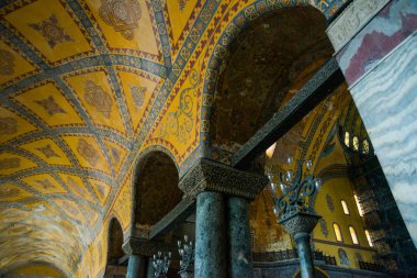 Istanbul, Türkiye:. Istanbul'da Ayasofya. İç ve dekorasyon ayrıntıları, Ayasophia mozaiği. Müzesi, Ortodoks Kilisesi ve tek bir yerde, Türkiye'ye bir gezi İslam Camii.