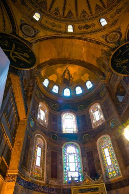 Tapınağın iç. Meryem ve çocuk, Türkiye, Istanbul Ayasofya'nın mozaik.