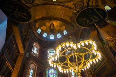 Tapınağın iç. Meryem ve çocuk, Türkiye, Istanbul Ayasofya'nın mozaik.