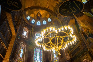 Tapınağın iç. Meryem ve çocuk, Türkiye, Istanbul Ayasofya'nın mozaik.