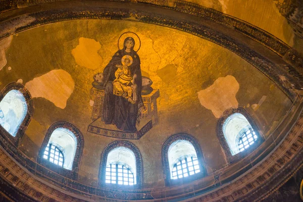 Інтер Храму Собор Святої Софії Мозаїка Богородиці Дитини Туреччина Стамбул — стокове фото