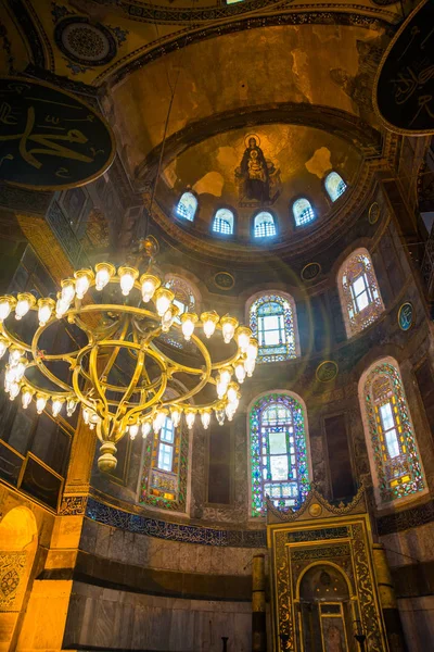 Interno Del Tempio Hagia Sophia Mosaico Della Vergine Col Bambino — Foto Stock