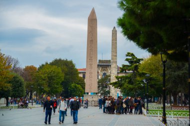 Theodosius Dikilitaşı, Konstantinopolis Hippodrome bir antik Mısır dikilitaş. Sultanahmet Meydanı. Istanbul, Türkiye.