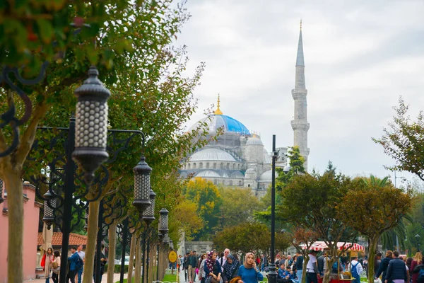 Istambul Turquia Minarete Mesquita Azul Entre Árvores Maior Mesquita Istambul — Fotografia de Stock