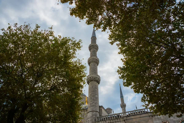 Istanbul Türkiye Bir Minare Ağaçların Arasındaki Sultanahmet Camii Istanbul Sultan — Stok fotoğraf