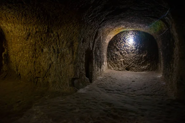 Derinkuyu Yeraltı Şehri Kapadokya Eski Çok Düzeyli Mağara Bir Şehirdir — Stok fotoğraf