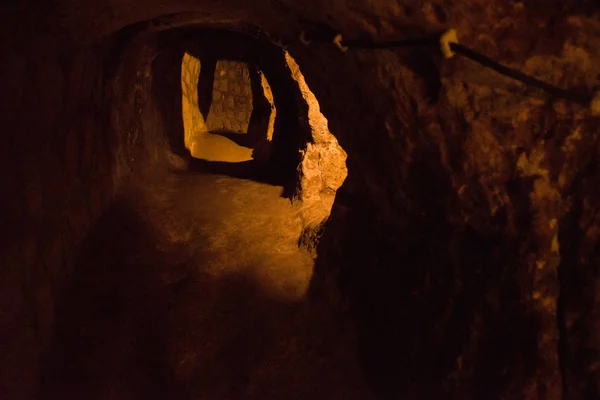 Derinkuyu Підземне Місто Стародавню Печеру Багаторівневий Місто Каппадокії Камінь Використовується — стокове фото