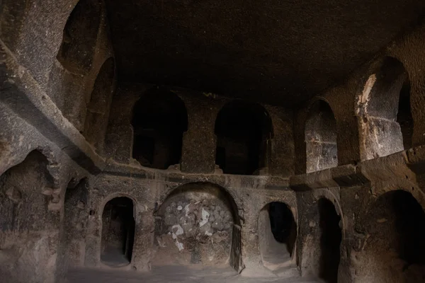 Wnętrz Pokój Wewnątrz Jaskini Selime Klasztor Regionie Kapadocja Turcja Wycieczka — Zdjęcie stockowe