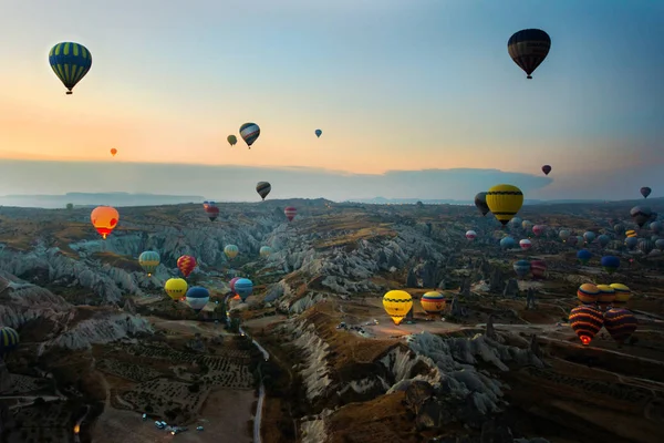 Cappadocia Turkey Hot Air Balloons Flying Sunrise Cappadocia Region Turkey — Stock Photo, Image