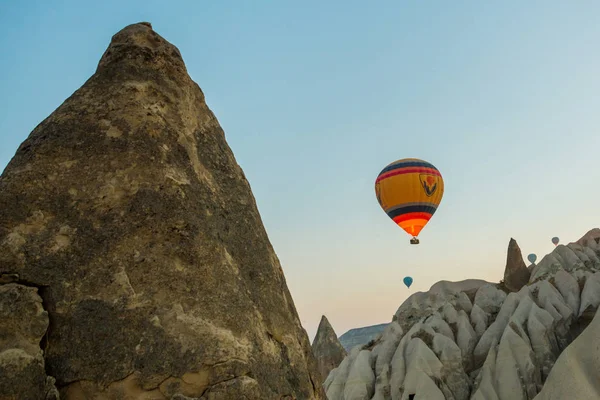 Many Colorful Hot Air Balloons Flight Mountains Panorama Cappadocia Sunrise — Stock Photo, Image