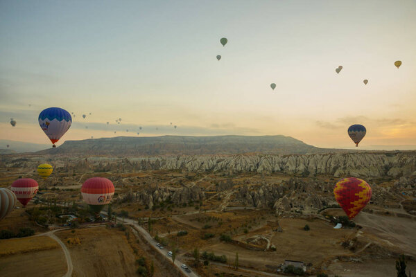 The great tourist attraction of Cappadocia - balloon flight. Cappadocia is known around the world as one of the best places to fly with hot air balloons. Goreme, Cappadocia, Turkey.