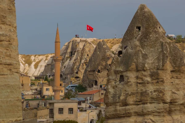 Goreme Turkey Pemandangan Dek Observasi Batu Bendera Turki Goreme Adalah — Stok Foto