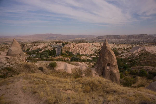 Prowincji Uchisar Cappadocia Nevşehir Turcja Rock Domy Kościoły Domy Stożki — Zdjęcie stockowe