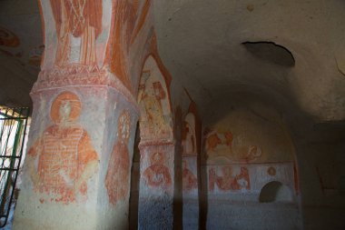 Göreme, Kapadokya Anadolu, Turkey: Resim ile tapınağın iç. Kilisenin fresk erken bir Ortodoks fresk ile. Unesco Dünya Miras Listesi