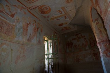 Göreme, Kapadokya Anadolu, Turkey: Resim ile tapınağın iç. Kilisenin fresk erken bir Ortodoks fresk ile. Unesco Dünya Miras Listesi