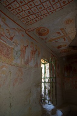 Göreme, Kapadokya Anadolu, Turkey: Resim ile tapınağın iç. Kilisenin fresk erken bir Ortodoks fresk ile. Unesco Dünya Miras Listesi