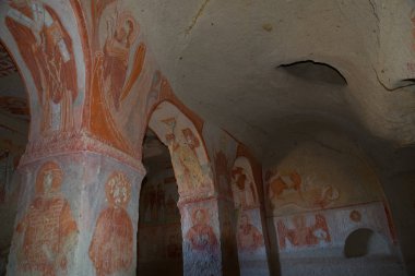 Göreme, Kapadokya Anadolu, Turkey: Resim ile tapınağın iç. Kilisenin fresk erken bir Ortodoks fresk ile. Unesco Dünya Miras Listesi