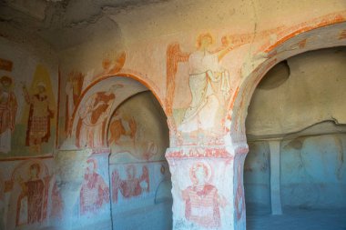 Göreme, Kapadokya Anadolu, Turkey: Resim ile tapınağın iç. Kilisenin fresk erken bir Ortodoks fresk ile. Unesco Dünya Miras Listesi