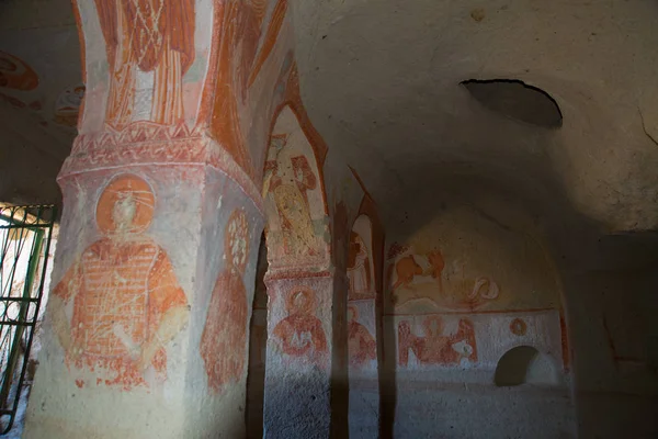 Goreme Capadocia Anatolia Turquía Interior Del Templo Con Pintura Fresco — Foto de Stock