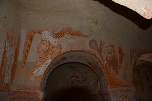 Goreme Cappadocia Anatolia Turkey Interior Temple Painting Fresco Church Early — Stock Photo, Image