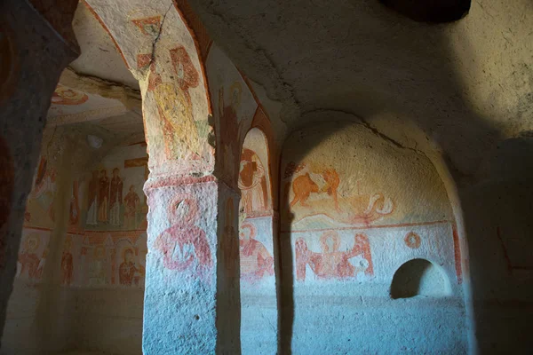 Goreme Capadocia Anatolia Turquía Interior Del Templo Con Pintura Fresco — Foto de Stock