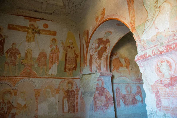 Goreme Capadocia Anatolia Turquía Interior Del Templo Con Pintura Fresco — Foto de Stock