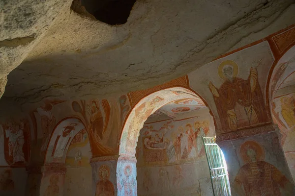 Goreme Capadocia Anatolia Turquía Interior Del Templo Con Pintura Fresco — Foto de Stock