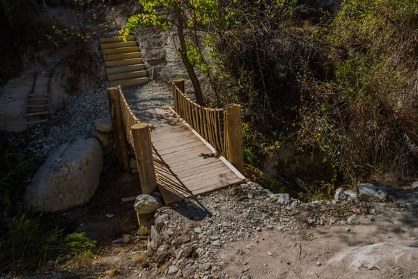 Wooden Bridge Trees Rocks Valley Cappadocia Nevsehir Province Anatolia Turkey — Stock Photo, Image