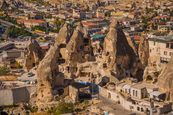 Goreme Turkiet Top View Från Observationsdäck Hemmet Kyrkan Och Klipporna — Stockfoto