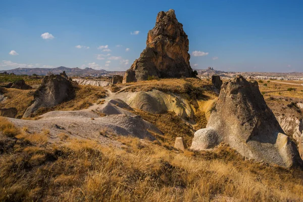 Vista Panorámica Las Montañas Rocas Capadocia Turquía Horizonte Silueta Uchisar — Foto de Stock