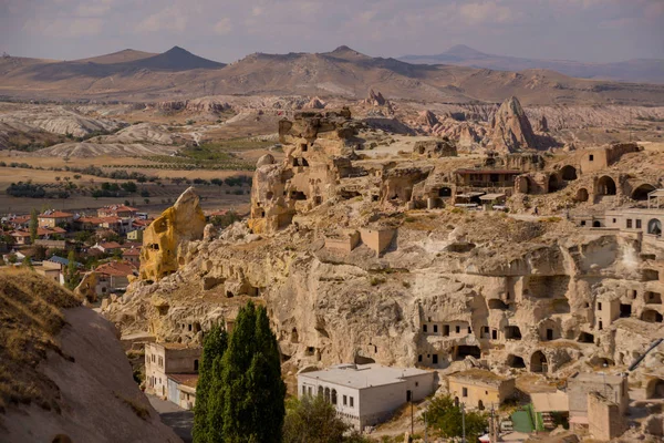 Cavusin Village Capadocia Turquía Paisaje Vista Superior Fortaleza Cavusin Iglesia — Foto de Stock