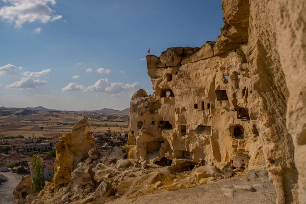 Cavusin Τουρκία Ιερές Τρύπες Τυρώδης Ροκ Αρχαίο Κάστρο Της Cavusin — Φωτογραφία Αρχείου