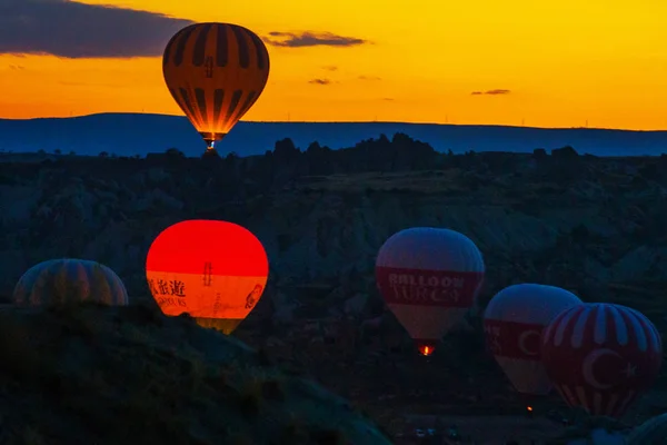 Grande Atração Turística Capadócia Voo Balão Capadócia Conhecida Todo Mundo — Fotografia de Stock