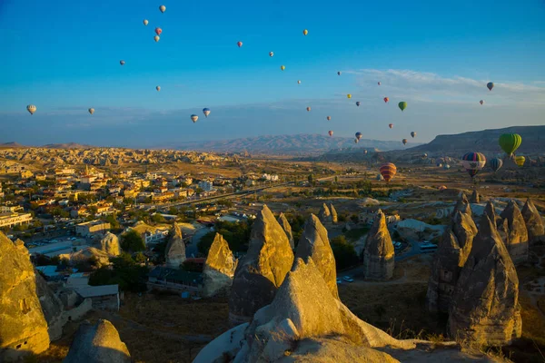 Cappadocia Göreme Anatolia Turcja Atrakcję Turystyczną Kapadocja Lot Balonem Wschodzie — Zdjęcie stockowe