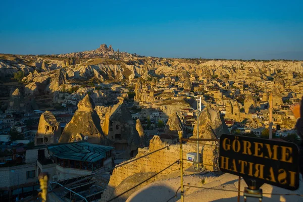 Vista Desde Plataforma Observación Goreme Tiempo Soleado Roca Casa Las — Foto de Stock